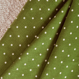 Polka Dot Fine Wale Corduroy Matcha Leaf Fabric