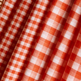Gingham Off-White Tangerine Fabric Remnants