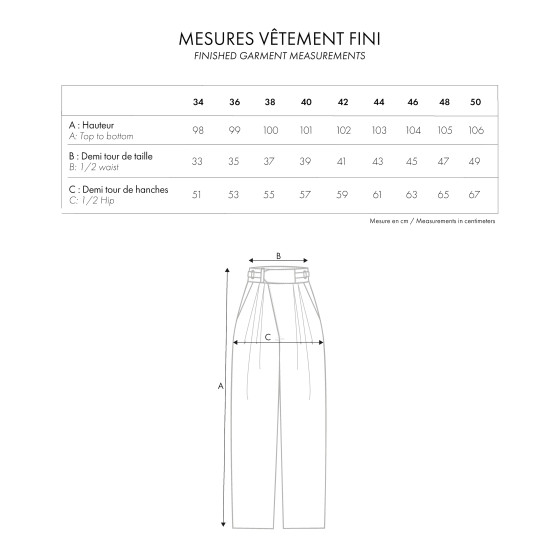 LE Pantalon Ceinture - Paper Sewing Pattern