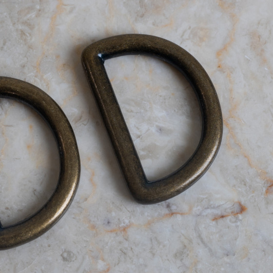 Metal half-round loop buckle x 2 - 30 mm - Brass