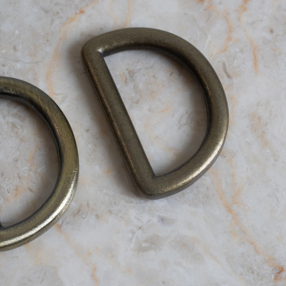 Metal half-round loop buckle x 2 - 30 mm - Antique gold